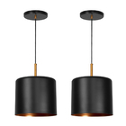 Kit 2 Lustres Pendente Bilboquê Medio Preto Com Cobre