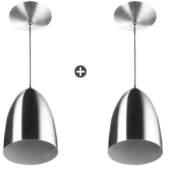 Kit 2 Lustres Pendente Cone Escovado Sala Cozinha Quarto