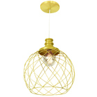 Kit 2 Lustres Pendente Esfera Aramado Dourado 34cm
