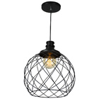 Kit 2 Lustres Pendente Esfera Aramado Preto 34cm