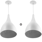 Kit 2 Lustres Pendente Gota Pequena De Alumínio 21cm Branco