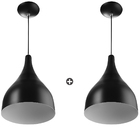 Kit 2 Lustres Pendente Gota Pequena De Alumínio 21cm Preto