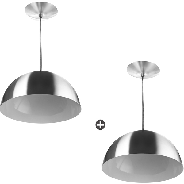 Kit 2 Lustres Pendente Meia Lua 30cm Alumínio Soquete E-27 E