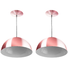 Kit 2 Lustres Pendente Meia Lua 40cm Alumínio Gold Rose