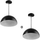 Kit 2 Lustres Pendente Meia Lua 40cm Alumínio Soquete E-27 P