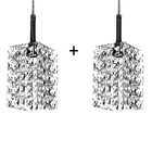 Kit 2 Lustres Pendente Quadrado Clearwall De Cristal Legitim