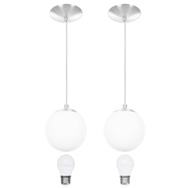 Kit 2 Lustres Pendentes Orby Bolinha Escovado + Lampada 3000
