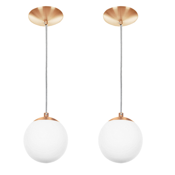 Kit 2 Lustres Pendentes Orby Bolinha New Cobre
