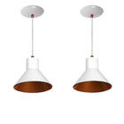 Kit 2 Lustres Pendentes Tenesse De Alumínio Branco C/ Cobre