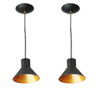 Kit 2 Lustres Pendentes Tenesse De Alumínio Preto Com Cobre