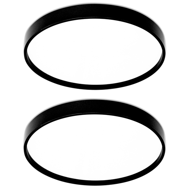 Kit 2 Lustres Plafon Space Redondo Preto 38x3.8 Cm 3000k