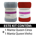 Kit 2 Manta Cobertor Queen Microfibra Soft Macia 220x240cm Ca