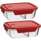 Kit 2 Marmitas Herméticas Com Divisória 1l Cada Potes De Vidr