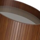 Kit 2 Mesa Apoio Lateral Oval Tampo Vidro Glow Madeira Nacc