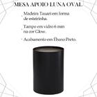 Kit 2 Mesa Apoio Lateral Oval Tampo Vidro Glow Madeira Nacc