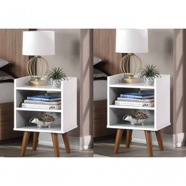 Kit 2 Mesa Cabeceira Moderno Tripé Quarto Branco Sala Suíte.