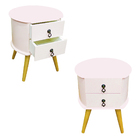 Kit 2 Mesa Cabeceira Redonda Madeira Maciça Retrô Premium B3