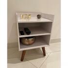 Kit 2 Mesa Cabeceira Retrô Tripé Branco