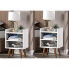 Kit 2 Mesa Cabeceira Retrô Tripé Quarto Canto Sala Pé Palito