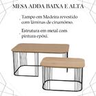 Kit 2 Mesa Centro Alta E Baixa Madeira Amendoa Base Metal Nacc
