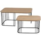 Kit 2 Mesa Centro Alta E Baixa Madeira Amendoa Base Metal Nacc