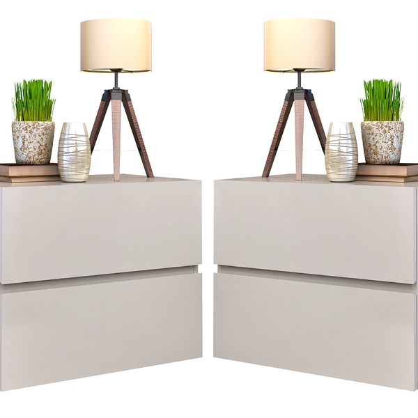 Kit 2 Mesa De Cabeceira 2 Gavetas De Parede Corrediça Telesco