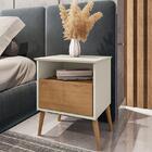 Kit 2 Mesa De Cabeceira Cancun 1 Gaveta Pés Madeira Maciça