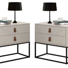 Kit 2 Mesa De Cabeceira Estilo Industrial 2 Gavetas Puxador E
