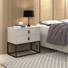 Kit 2 Mesa De Cabeceira Estilo Industrial 2 Gavetas Puxador E