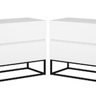 Kit 2 Mesa De Cabeceira Estilo Industrial Branca Com Base De