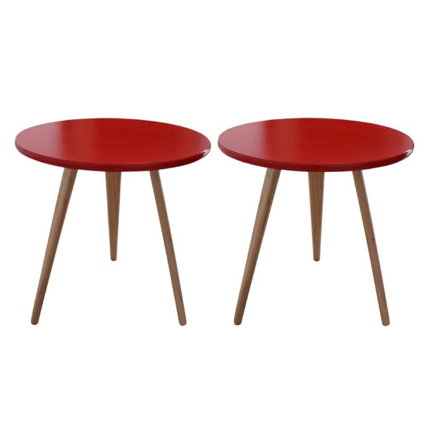 Kit 2 Mesa De Cabeceira Mesa De Apoio Lateral Pé Palito 44cm