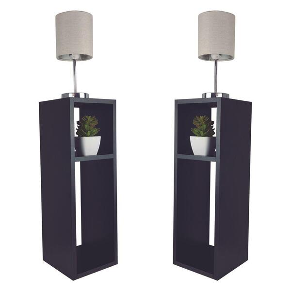 Kit 2 Mesa De Cabeceira Preto Cama Solteiro Quarto Sala 20cm