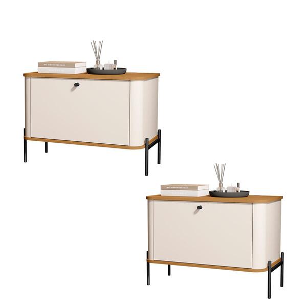 Kit 2 Mesa De Cabeceira Quarto Tucupí 1 Porta E Pés De Metal