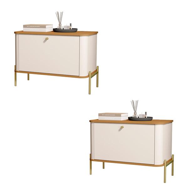 Kit 2 Mesa De Cabeceira Quarto Tucupí 1 Porta E Pés De Metal