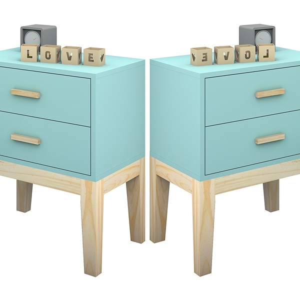 Kit 2 Mesa De Cabeceira Teen Menta Infantil Pés Reforçada Est