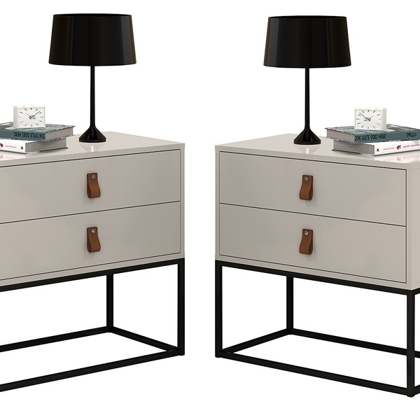 Kit 2 Mesa De Cabeceira Unic 60cm Desing Moderno Europeu Puxa