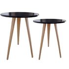 Kit 2 Mesa De Canto Lateral Apoio Retrô Karina Preto 56 Cm E