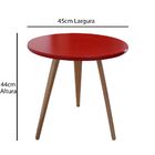 Kit 2 Mesa De Canto Lateral Redonda Retrô Lais Vermelho 44 Cm