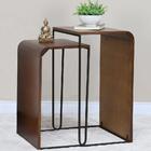 Kit 2 Mesa De Centro Alta E Baixa Pinhao Base Metal Nacc