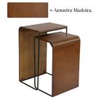 Kit 2 Mesa De Centro Alta E Baixa Pinhao Base Metal Nacc