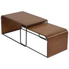 Kit 2 Mesa De Centro Alta E Baixa Pinhao Base Metal Nacc