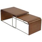 Kit 2 Mesa De Centro Alta E Baixa Pinhao Base Metal Nacc