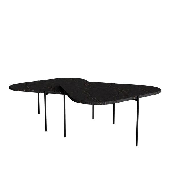 Kit 2 Mesa De Centro Para Salas 65cm Palheta - Preto