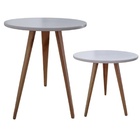 Kit 2 Mesa Redonda Lateral Canto Apoio Sala Quarto 44 E 68cm
