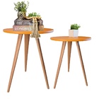 Kit 2 Mesa Redonda Lateral Canto Apoio Sala Quarto 44 E 68cm