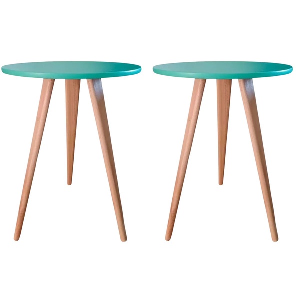 Kit 2 Mesa Redonda Lateral Canto E Apoio Sala Quarto 44 Cm Ve