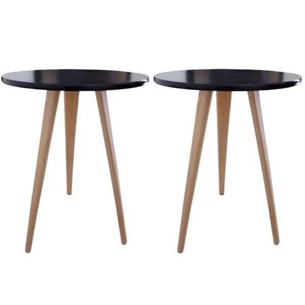 Kit 2 Mesa Redonda Lateral Canto E Apoio Sala Quarto 56 Cm Pr