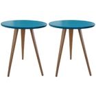 Kit 2 Mesa Redonda Lateral Canto E Apoio Sala Quarto 68 Cm Az