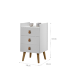 Kit 2 Mesas Cabeceira Branco 3 Gavetas Em Mdf Com Puxadores