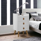 Kit 2 Mesas Cabeceira Branco 3 Gavetas Em Mdf Com Puxadores